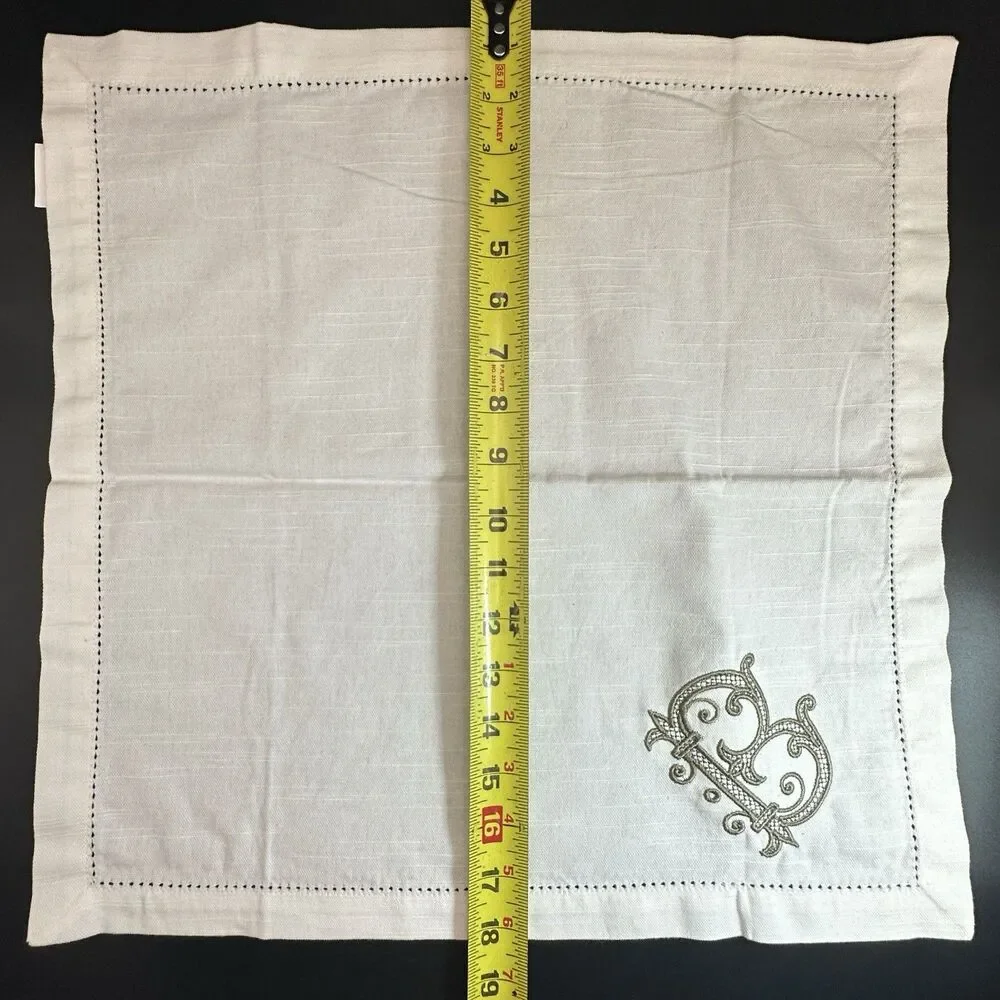 Set 2 Heavyweight Cotton Napkins Gothic Monogram B Hemstitch India 18x18